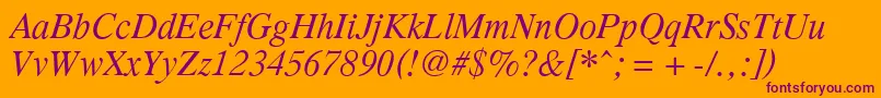 PcTennesseeItalic Font – Purple Fonts on Orange Background