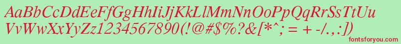 PcTennesseeItalic Font – Red Fonts on Green Background