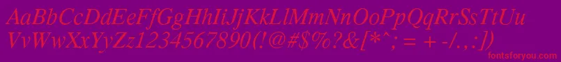 PcTennesseeItalic-Schriftart – Rote Schriften auf violettem Hintergrund