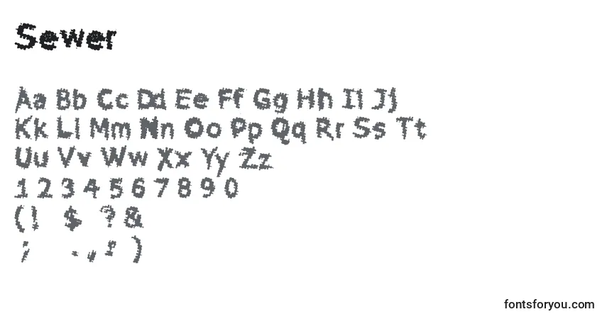 Czcionka Sewer – alfabet, cyfry, specjalne znaki