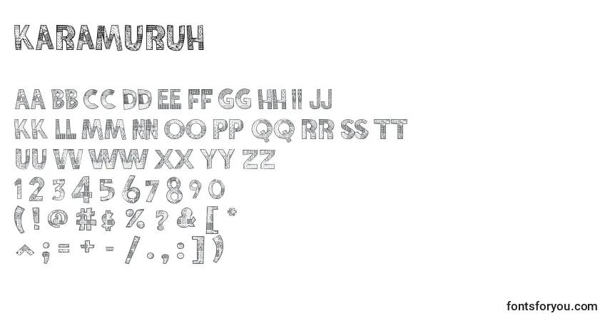 Schriftart Karamuruh – Alphabet, Zahlen, spezielle Symbole