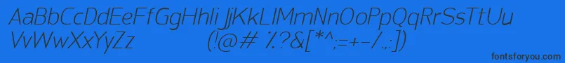 Fonte SanFredianoLightItalic – fontes pretas em um fundo azul