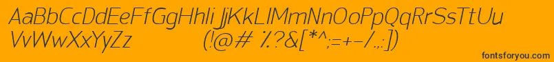 Czcionka SanFredianoLightItalic – czarne czcionki na pomarańczowym tle