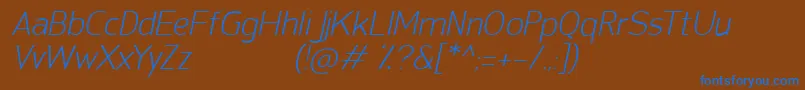 Czcionka SanFredianoLightItalic – niebieskie czcionki na brązowym tle