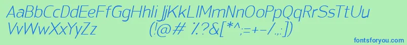 SanFredianoLightItalic-fontti – siniset fontit vihreällä taustalla