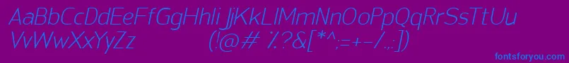 フォントSanFredianoLightItalic – 紫色の背景に青い文字