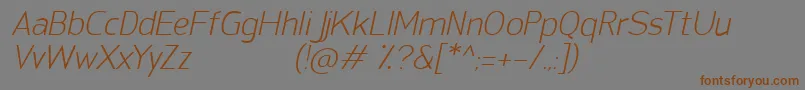 SanFredianoLightItalic Font – Brown Fonts on Gray Background