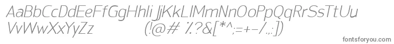 SanFredianoLightItalic Font – Gray Fonts on White Background