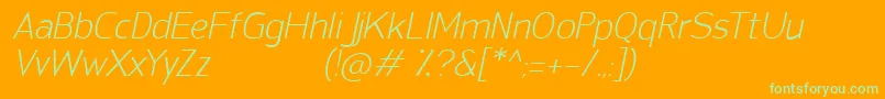 フォントSanFredianoLightItalic – オレンジの背景に緑のフォント