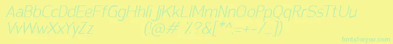 SanFredianoLightItalic Font – Green Fonts on Yellow Background