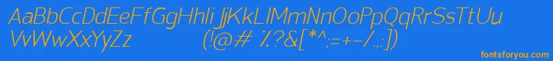 SanFredianoLightItalic-fontti – oranssit fontit sinisellä taustalla