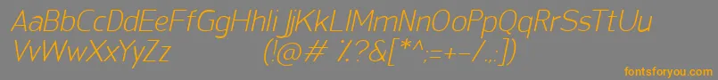 SanFredianoLightItalic-fontti – oranssit fontit harmaalla taustalla