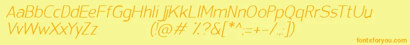 SanFredianoLightItalic Font – Orange Fonts on Yellow Background