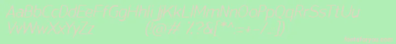 SanFredianoLightItalic-fontti – vaaleanpunaiset fontit vihreällä taustalla