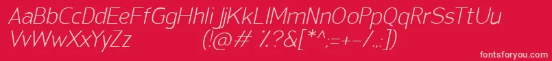 SanFredianoLightItalic Font – Pink Fonts on Red Background