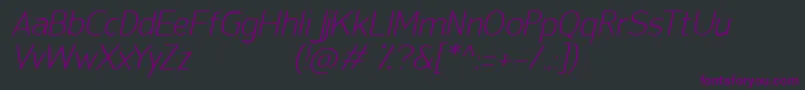 SanFredianoLightItalic-fontti – violetit fontit mustalla taustalla