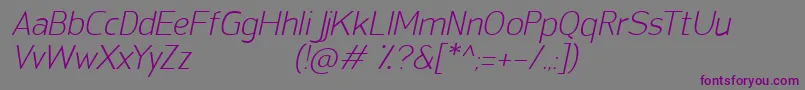 フォントSanFredianoLightItalic – 紫色のフォント、灰色の背景