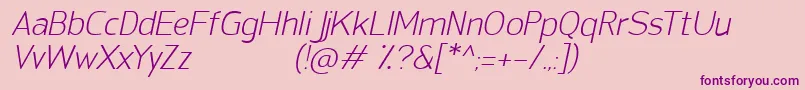 SanFredianoLightItalic Font – Purple Fonts on Pink Background