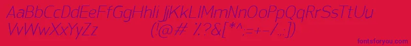 フォントSanFredianoLightItalic – 赤い背景に紫のフォント
