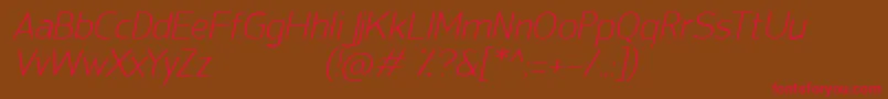 SanFredianoLightItalic Font – Red Fonts on Brown Background