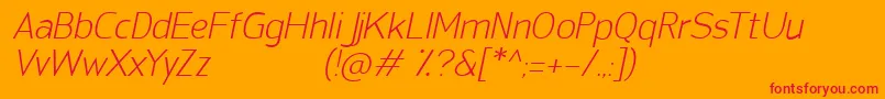 Шрифт SanFredianoLightItalic – красные шрифты на оранжевом фоне