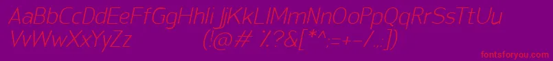 SanFredianoLightItalic Font – Red Fonts on Purple Background