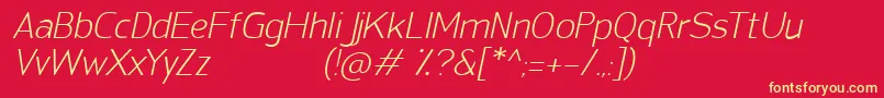 SanFredianoLightItalic Font – Yellow Fonts on Red Background