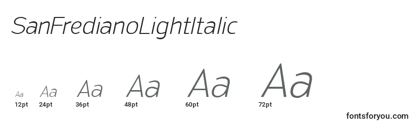 SanFredianoLightItalic Font Sizes
