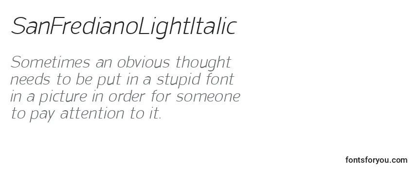 Review of the SanFredianoLightItalic Font