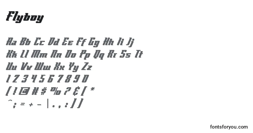 Schriftart Flyboy – Alphabet, Zahlen, spezielle Symbole