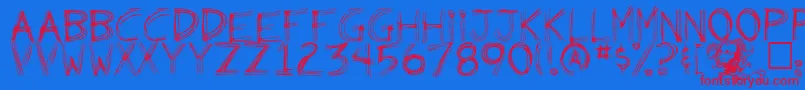 Wierdo Font – Red Fonts on Blue Background