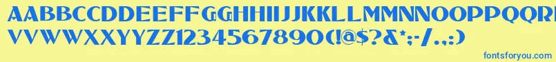 フォントTucsontwo – 青い文字が黄色の背景にあります。