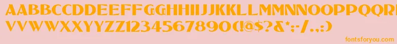 フォントTucsontwo – オレンジの文字がピンクの背景にあります。