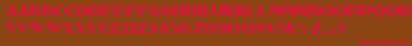 フォントTucsontwo – 赤い文字が茶色の背景にあります。