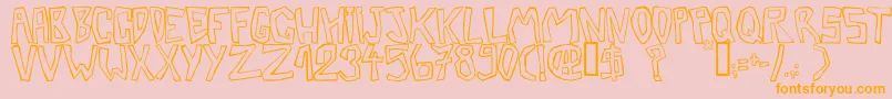 Barbtwistedoutline-Schriftart – Orangefarbene Schriften auf rosa Hintergrund