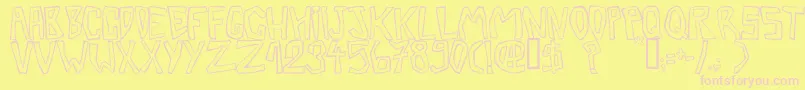 Barbtwistedoutline-Schriftart – Rosa Schriften auf gelbem Hintergrund