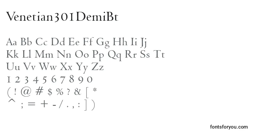 Venetian301DemiBtフォント–アルファベット、数字、特殊文字