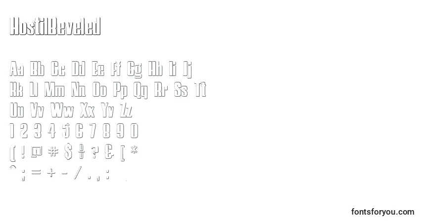 Czcionka HostilBeveled – alfabet, cyfry, specjalne znaki