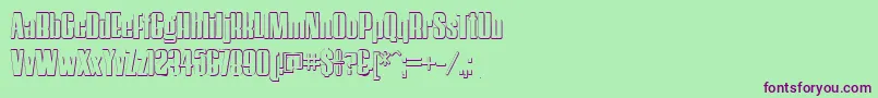 フォントHostilBeveled – 緑の背景に紫のフォント