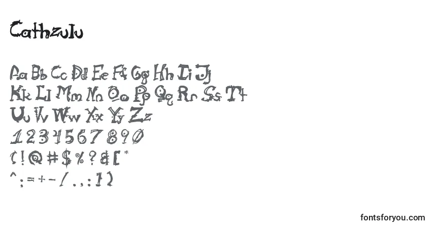 Schriftart Cathzulu – Alphabet, Zahlen, spezielle Symbole