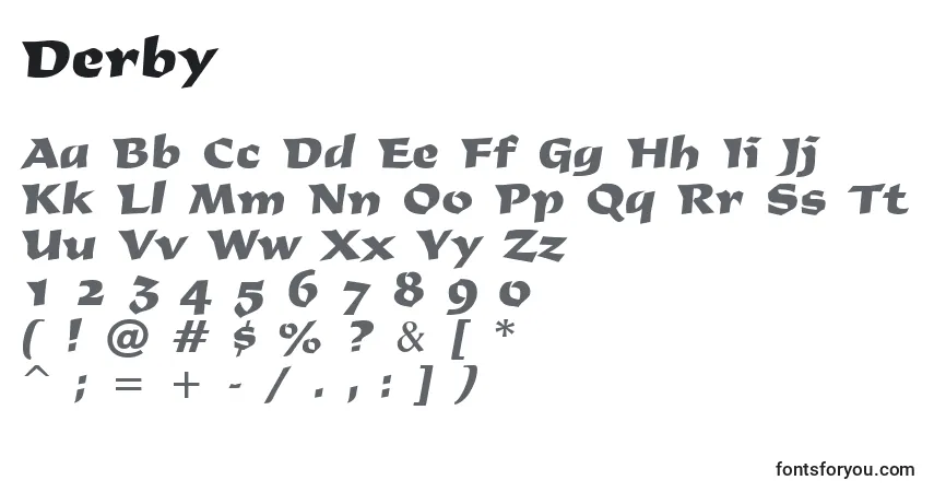 Шрифт Derby – алфавит, цифры, специальные символы