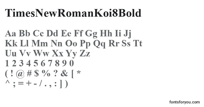 Czcionka TimesNewRomanKoi8Bold – alfabet, cyfry, specjalne znaki