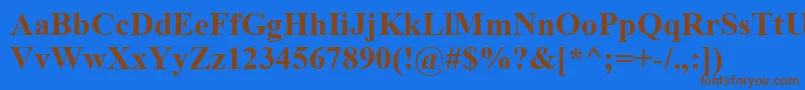 フォントTimesNewRomanKoi8Bold – 茶色の文字が青い背景にあります。