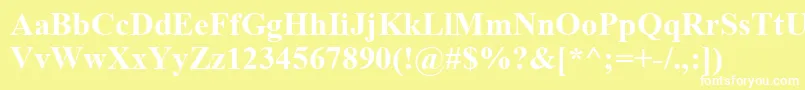 TimesNewRomanKoi8Bold-fontti – valkoiset fontit keltaisella taustalla