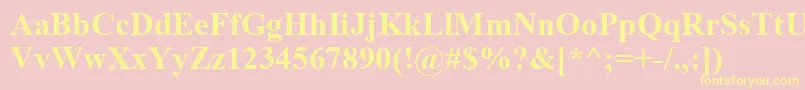 TimesNewRomanKoi8Bold-Schriftart – Gelbe Schriften auf rosa Hintergrund
