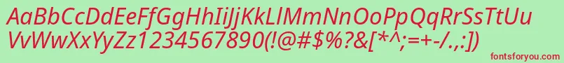 フォントNotosans Italic – 赤い文字の緑の背景