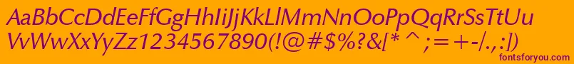 ZapfHumanist601DemiItalicBt Font – Purple Fonts on Orange Background