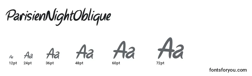 Размеры шрифта ParisienNightOblique