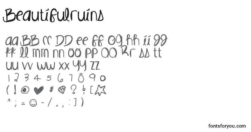 Fuente Beautifulruins - alfabeto, números, caracteres especiales