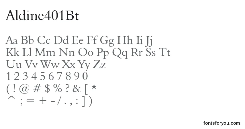 A fonte Aldine401Bt – alfabeto, números, caracteres especiais